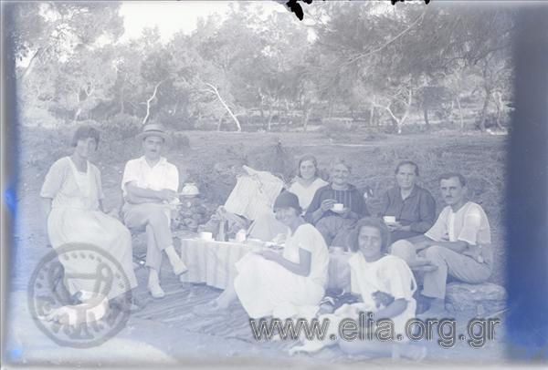 The members of the Hiking Club at their camp in Kavouri