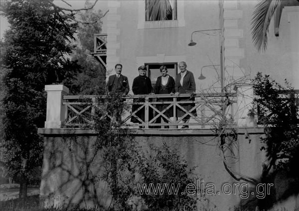 A group of friends on the veranda of the Georgantas residence.