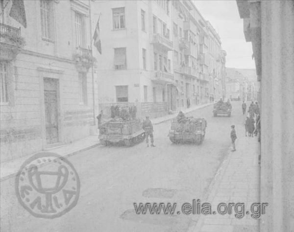 British armoured vehicles in Skoufa Street