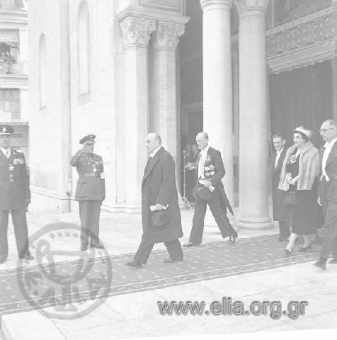 New Year's Day, Prime Minister  Alexandros Papagos leaving the Cathedral.