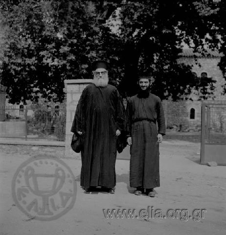Monks at the Agia Lavra Monastery.