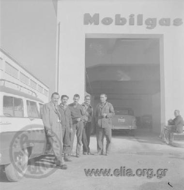 Employees of the Skaramangas Shipyards, car station.