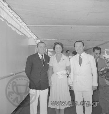 Visit of the royal couple of Paul  and Freideriki on Stavros Niarchos' ship 