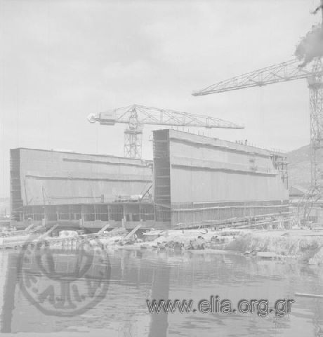 Skaramangas shipyards, from the launching of the third part of a floating reservoir, February 22