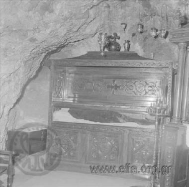 The relics of Saint Potapios in the Monastery of the same name.