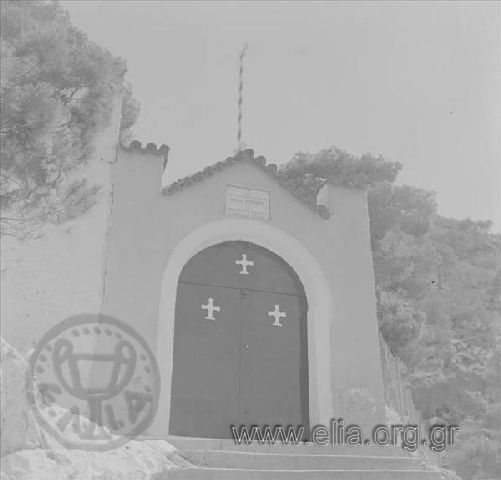 The entrance to the Hosios Patapios monastery.