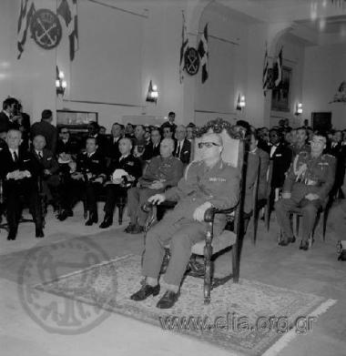 Ministry of Mercantile Marine, celebrating the recording of the two thousandth ocean-going ship in the Greek  shipping register. The Regent, Lieutenant General  Georgios Zoitakis observing the ceremony.