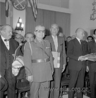 Ministry of Mercantile Marine, celebrating the recording of the two thousandth ocean-going ship in the Greek  shipping register. Shipowners receiving award  from the Regent, Lieutenant General  Georgios Zoitakis.
