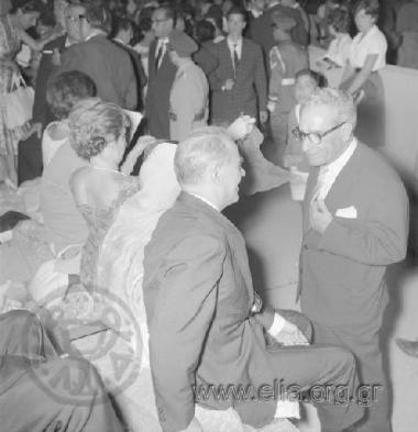 Prime Minister  Konstantinos Karamanlis with his wife Amalia at the ancient theatre for Luigi Cherubini's Medea starring Maria Kallas