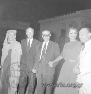 Luigi Cherubini's Medea at the Epidaurus ancient theatre. Kiki Morfoniou, stage designer Giannis Tsarouchis, the director of the Greek  National Opera Kostis Bastias,  Maria Kallas and director Alexis Minotis
