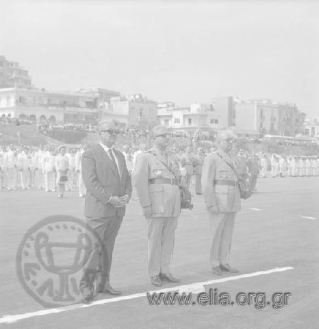 Ceremony for the delivery of torpedo boats, September 25. The vicegerent lieutenant general Georgios Zoϊtakis and lieutenant general Grigoris Spantidakis watch the event. . .