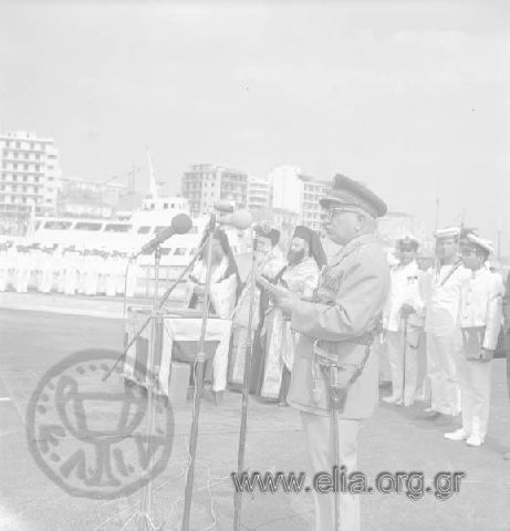 Ceremony for the delivery of torpedo boats, September 25. Lieutenant general Grigoris Spantidakis delivers a speech.