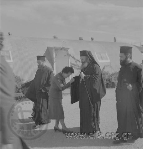 7th Congress of the Greek  Girl Guides Association: visit of Queen Frederiki and Princess Sophia, 15 November. Arrival of a prelate