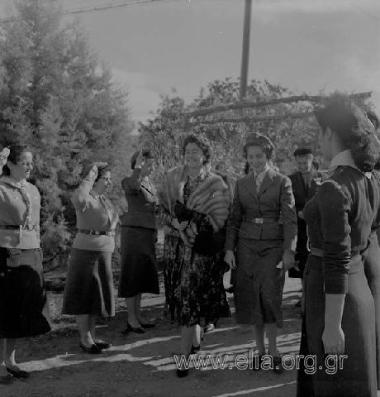 7th Congress of the Greek  Girl Guides Association: visit of Queen Frederiki and Princess Sophia, 15 November