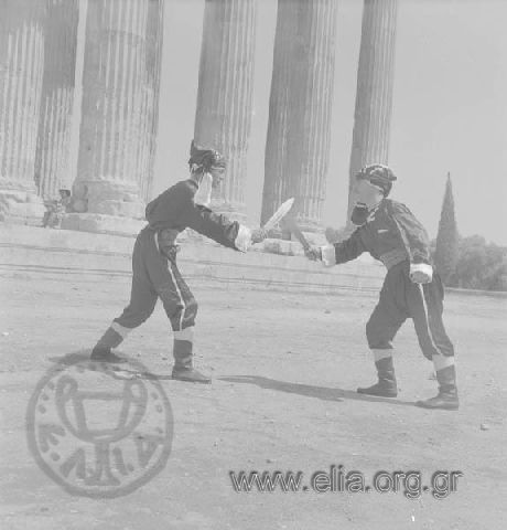 Pyrrhich dance at the Temple of Olympian Zeus by the folk dance group of Giorgos Kousiadis.