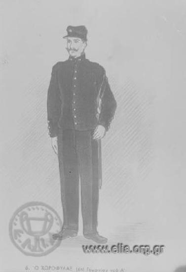 Σκίτσο χωροφυλακα επί βασιλείας Γεωργίου Α'.