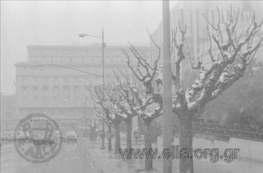 Σκηνές δρόμου, Αθήνα χιονισμένη, 9/3/1987.