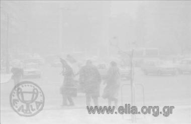 Σκηνές δρόμου, Αθήνα χιονισμένη, 9/3/1987.