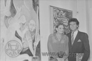 Inauguration of a Picasso exhibition. Jack Lang with Melina Merkouri