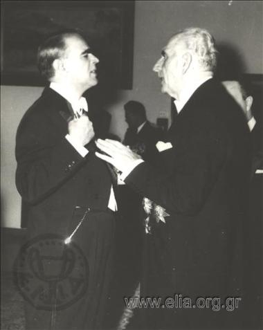 Konstantinos Karamanlis talking with Georgios Papandreou