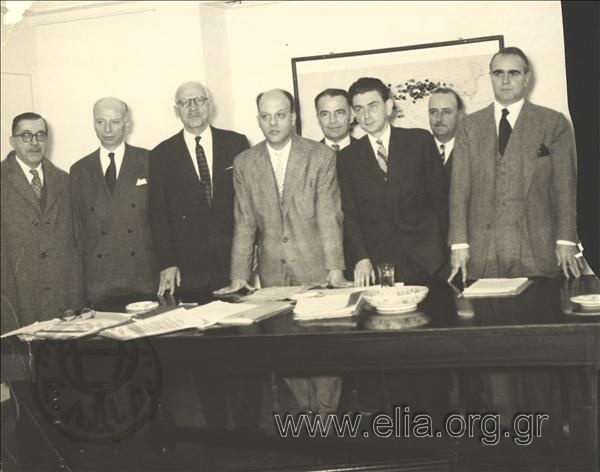 Prime Minister  Konstantinos Karamanlis at a meeting held at the Tobacco Organization