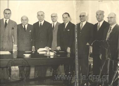 Prime Minister  Konstantinos Karamanlis at a meeting held at the Tobacco Organization
