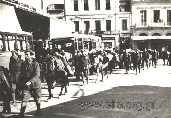 The Greek  army leaving for the Albanian Front