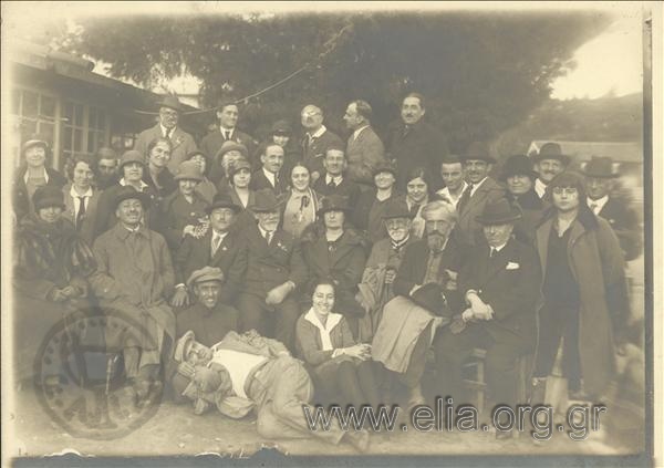 Group portrait of travellers.