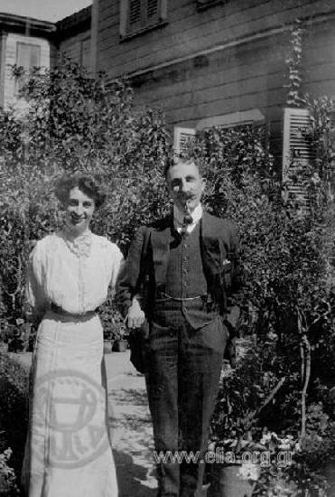 Alexandra Papavasileiou, née Dimosthenis Evgenidis, with her brother(;).