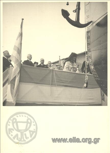 Ippokratis Papavasiliou at a ship launching ceremony