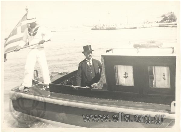 Ippokratis Papavasiliou on a naval boat