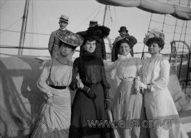Alekos, Marina, Ioulia K. Makka, Ms. Skoufou and Pangalos on board ship Amphitrite
