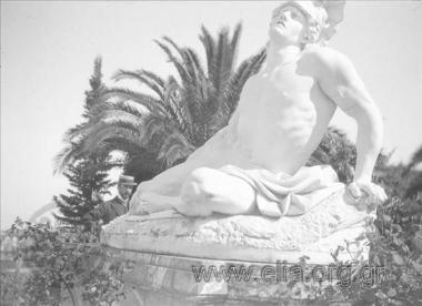 The statue of Achilles in the Achilleion.