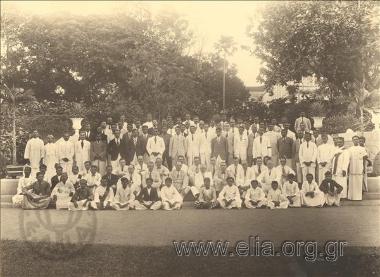 Portrait of a large group of men