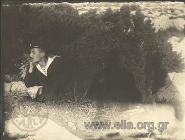 Naval office cadet in the countryside