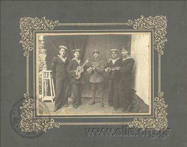 Sailors of the 9th company of the Moudania Marine Corps with soldier.