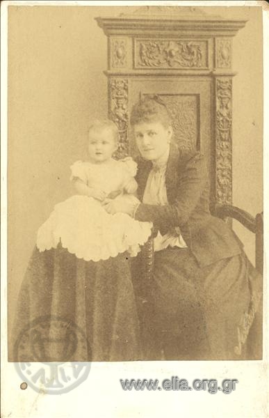 Queen Olga with one of her children.