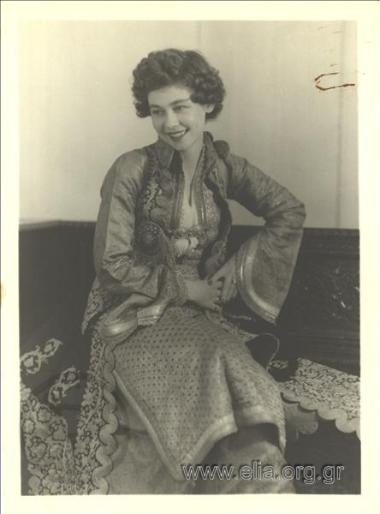 Freideriki in a traditional Greek  costume.