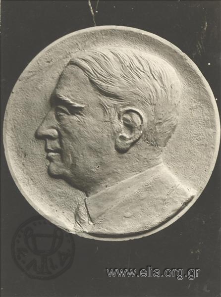 Finished model of a bust carved in relief of Miltiadis Malakasis (1869-1943).