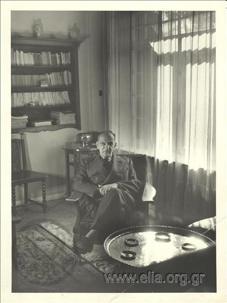 Kosmas Politis (Paris Taveloudis) (1893 - 1974) at home in Psychiko