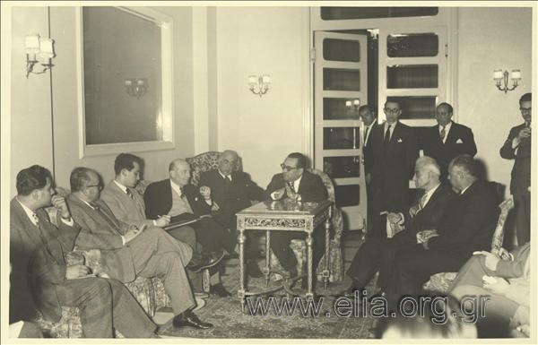 Giorgos Seferis at a press conference with Minister  Grigoris Kasimatis