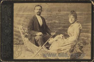 Άνδρας και γυναίκα σε βάρκα-σκηνικό.