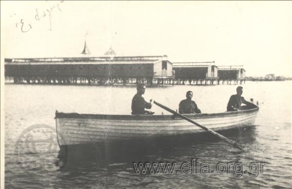 Portrait of men  on a boat.