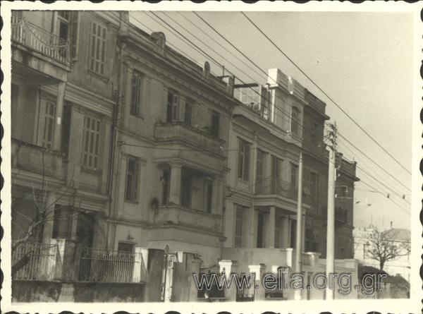 Façade of buildings in Piraeus.