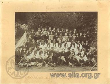 Group portrait of students and teachers of the Karpenisi school
