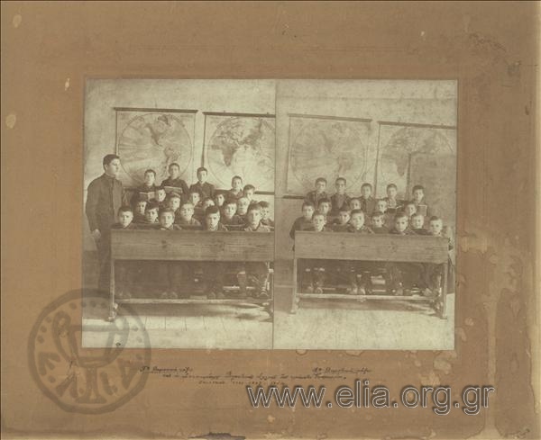 Group portrait of students of the 3rd and 2nd class of an Elementary School.