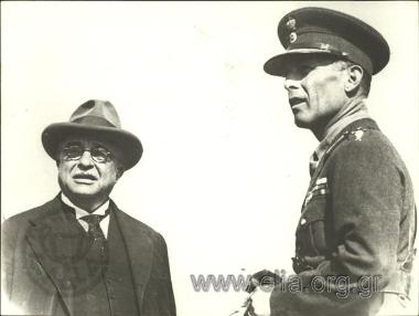 Ioannis Metaxas and King Georgios II at large-scale military exercises