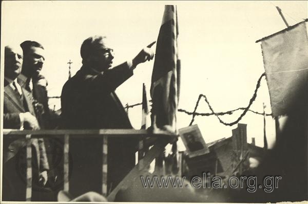 Ioannis Metaxas delivering a speec at a rally