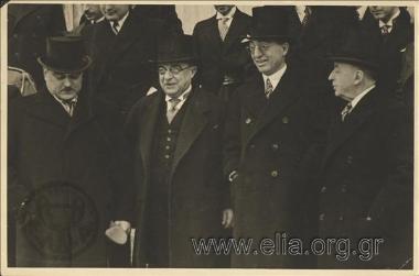 Ioannis Metaxas, Rusdi Aras Bey (Turkish Foreign Minister ) at a meeting of the Foreign Ministers of member-states under the Balkan Treaty