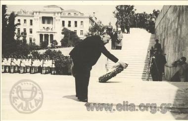 Third Axis Occupation Prime Minister Ioannis Rallis laying a wreath at the Tomb of the Uknown Soldier